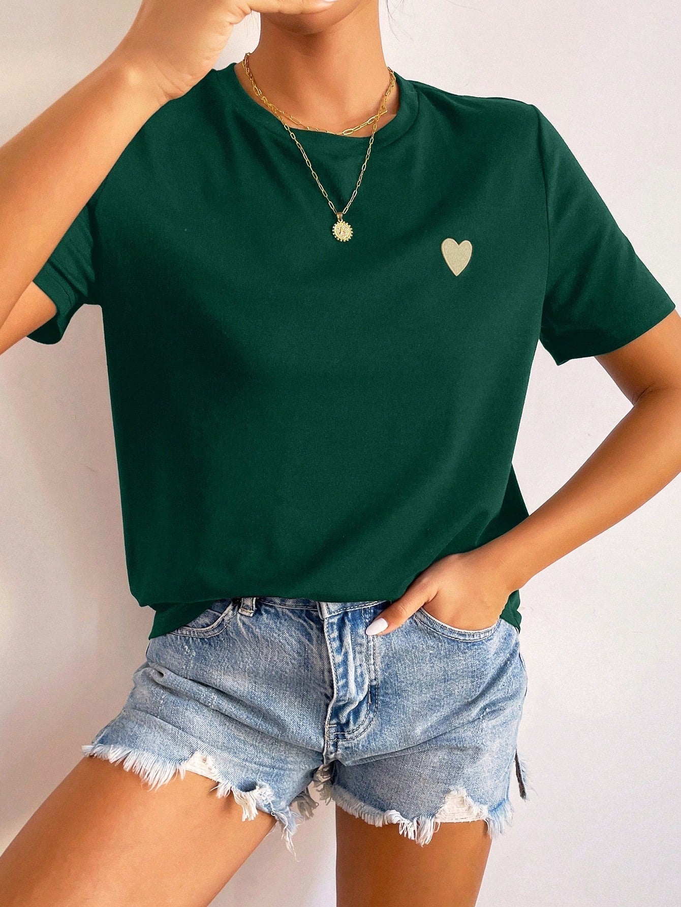 Valenzora | Women's T-Shirt with Heart Detail: Minimalist, Casual & Versatile