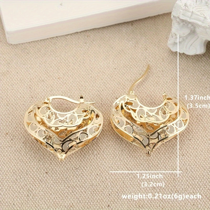 Valenzora | 14kt Gold Romantic Heart Shaped Hoop Earrings