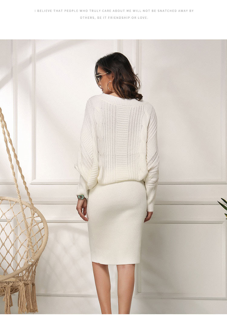 Valenzora | Loose batwing sleeve sweater dress