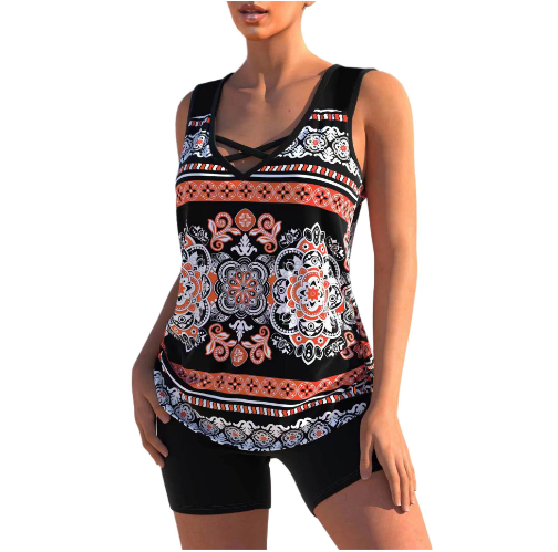 Valenzora Tankini Set | Summery tankini set with geometric V-neck