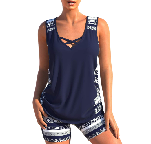 Valenzora Tankini Set | Summery tankini set with geometric V-neck