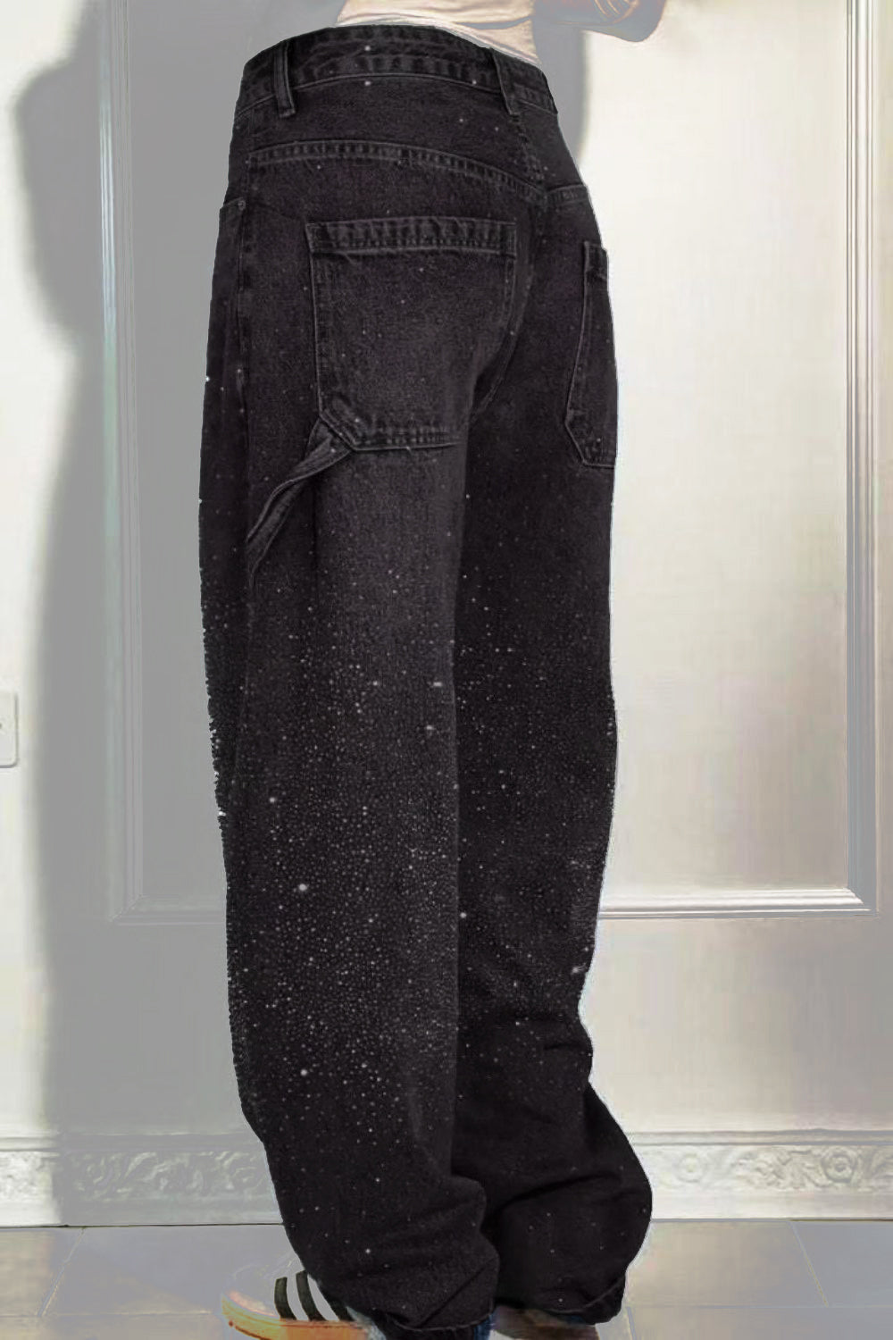 Valenzora | Women's Washed Jeans with Rhinestone Details, Wide Fit