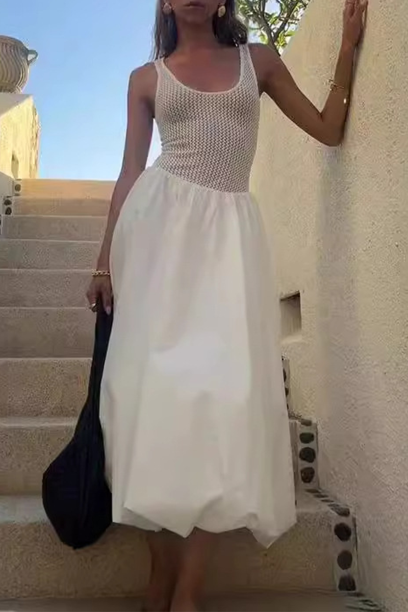 Valenzora | Casual solid-color patchwork U-neck sleeveless dresses
