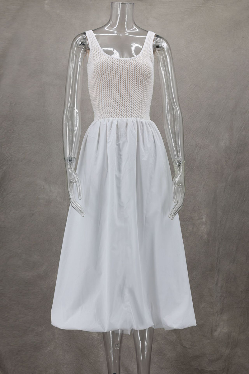 Valenzora | Casual solid-color patchwork U-neck sleeveless dresses