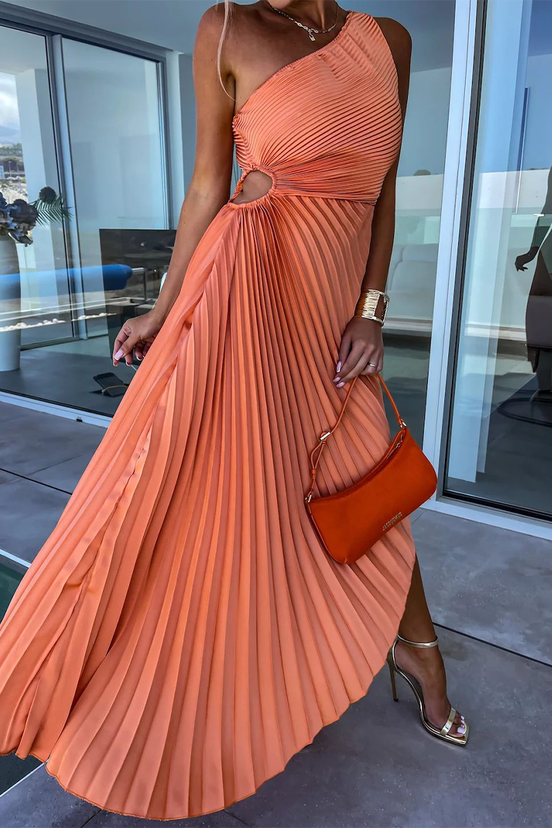 Valenzora | Sexy Solid Color Irregular Pleats Oblique Collar Fishtail Dresses - 6 Colors
