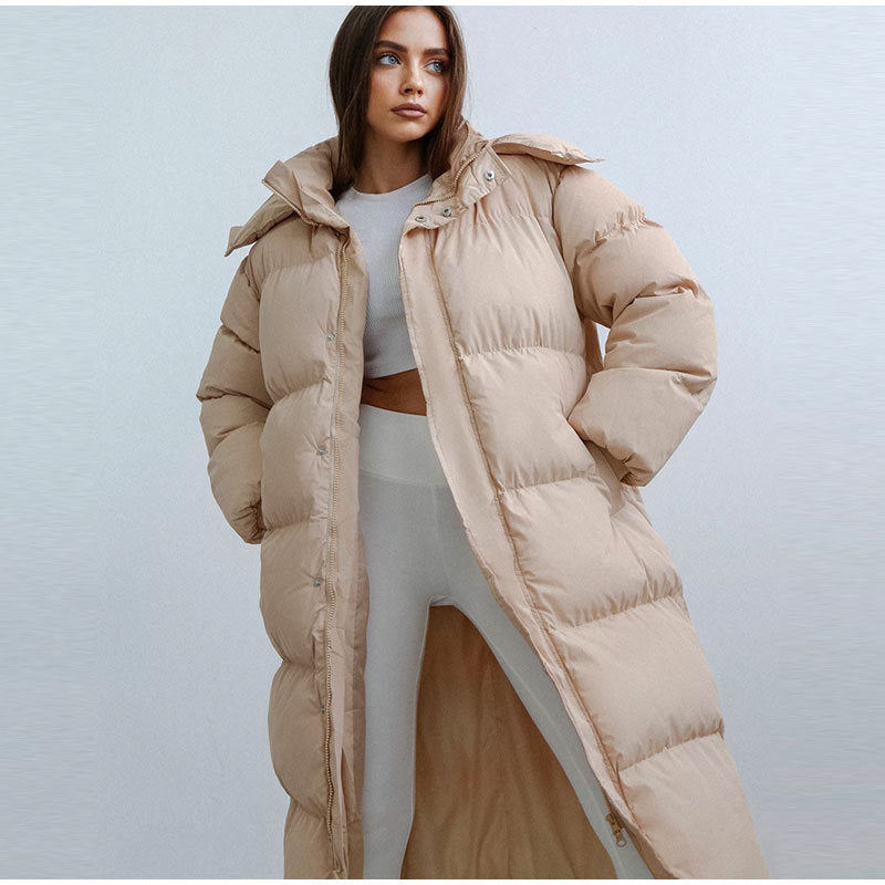 Valenzora | Pleated coat with hood - Stylish winter clothing