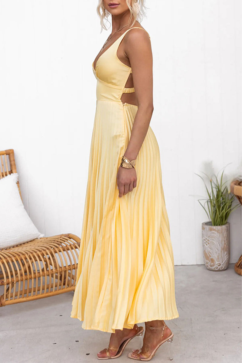 Valenzora | Sexy Solid Color Foldable V-Neck Sleeveless Dresses