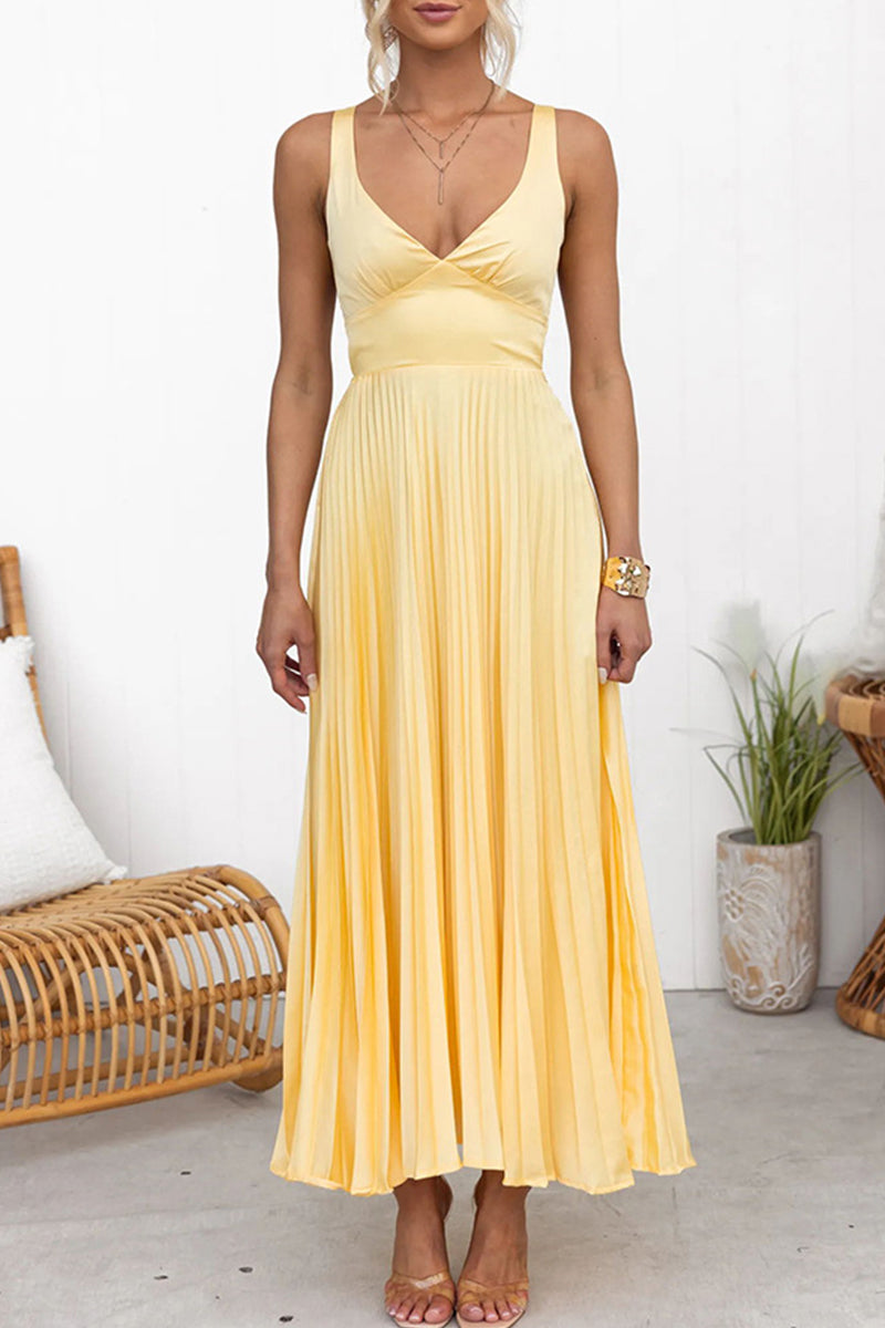 Valenzora | Sexy Solid Color Foldable V-Neck Sleeveless Dresses