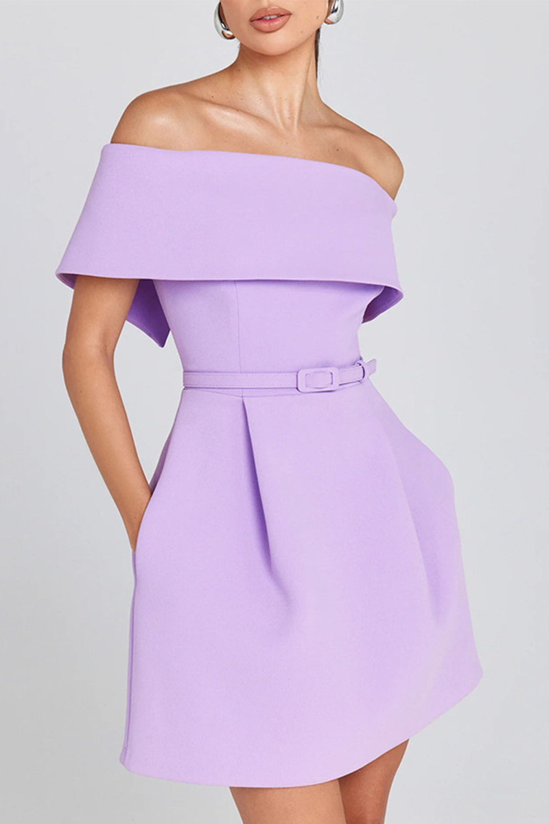Valenzora | Sexy Solid Color Bag Lace-Up Off Shoulder A-Line Dresses - 3 Colors