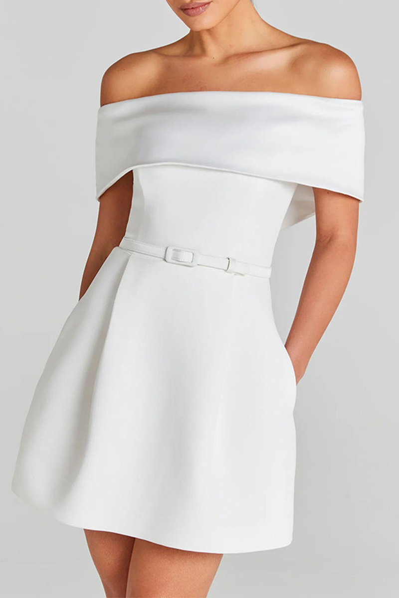 Valenzora | Sexy Solid Color Bag Lace-Up Off Shoulder A-Line Dresses - 3 Colors