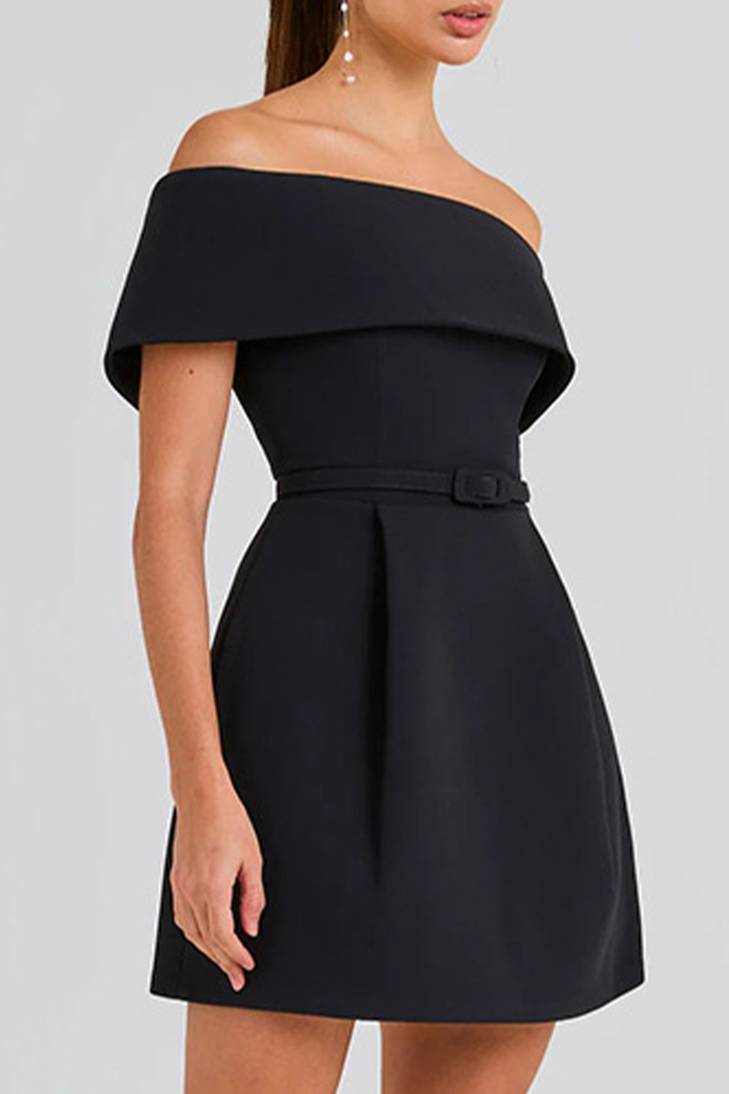 Valenzora | Sexy Solid Color Bag Lace-Up Off Shoulder A-Line Dresses - 3 Colors