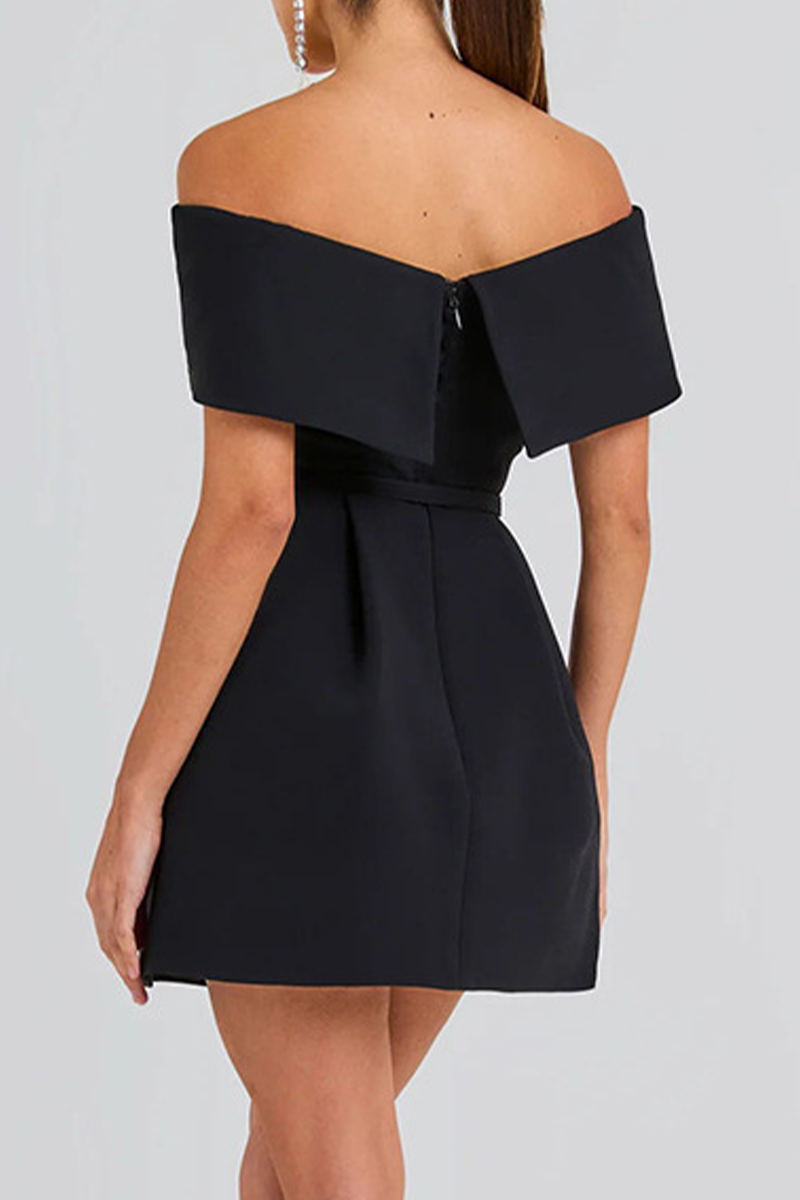 Valenzora | Sexy Solid Color Bag Lace-Up Off Shoulder A-Line Dresses - 3 Colors