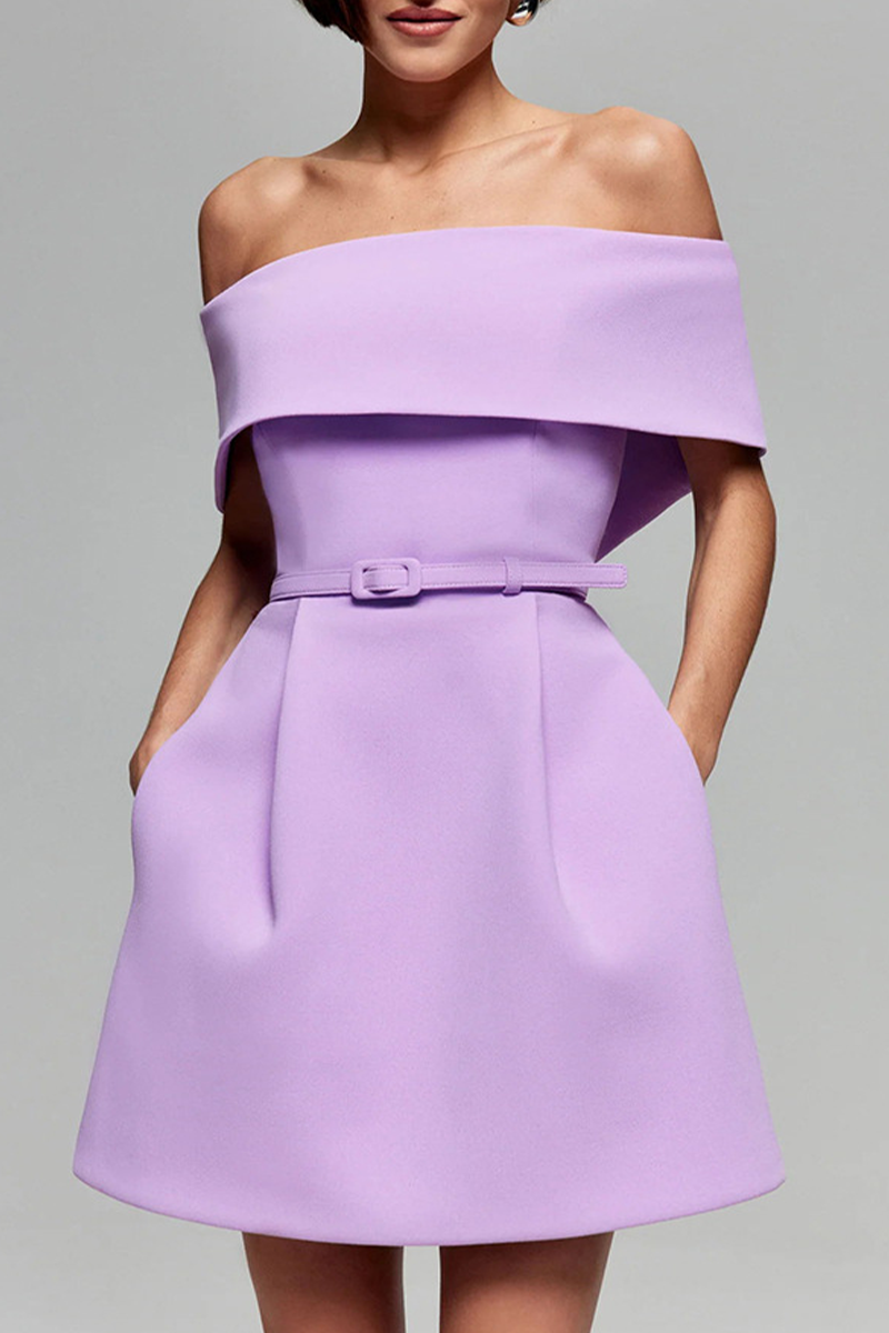 Valenzora | Sexy Solid Color Bag Lace-Up Off Shoulder A-Line Dresses - 3 Colors