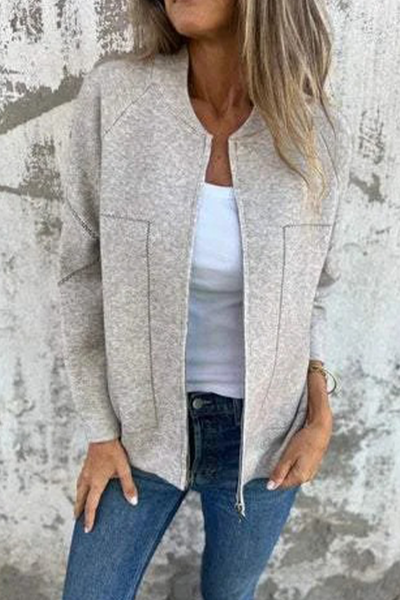 Valenzora | Casual everyday pocket patchwork zip-up O-neck outerwear - 8 colours