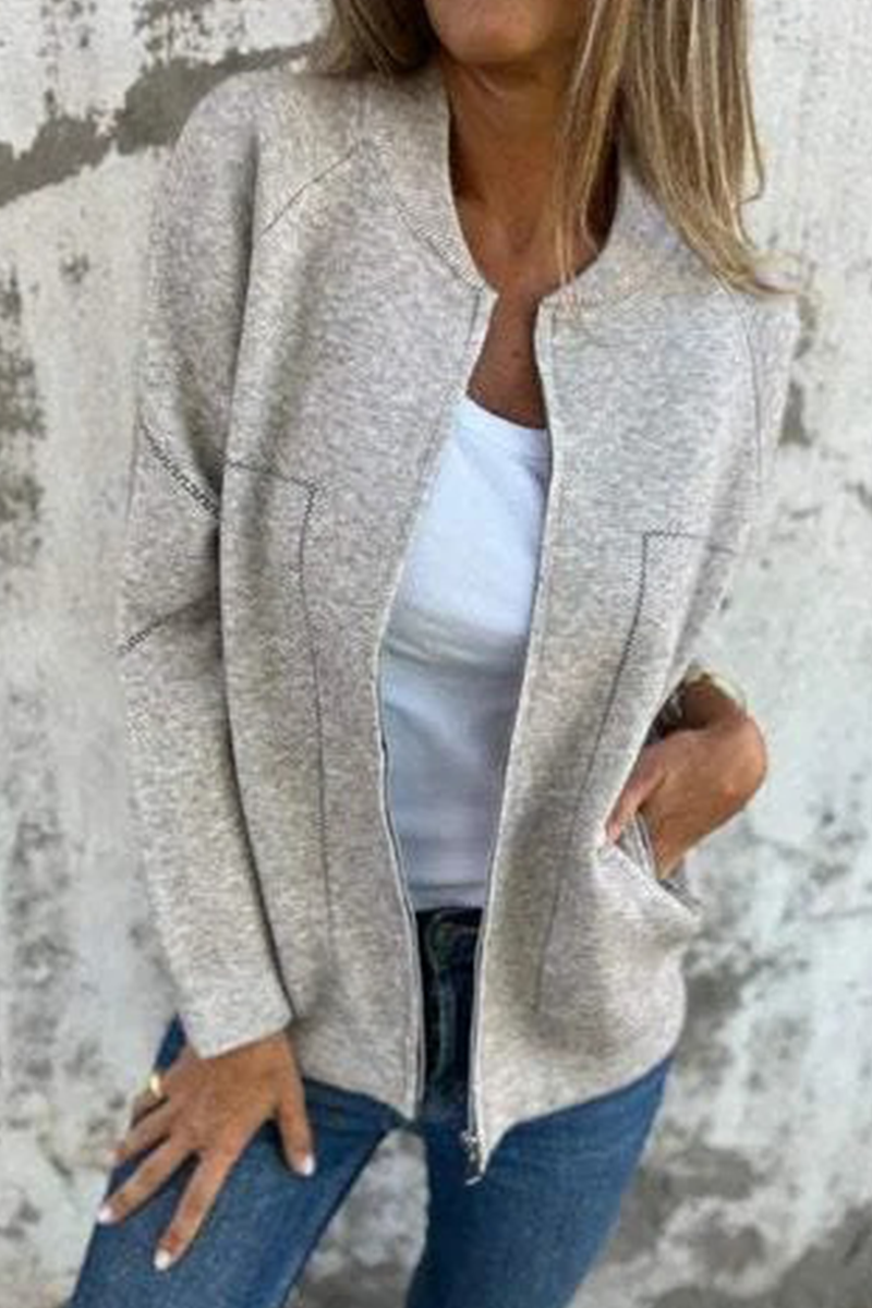 Valenzora | Casual everyday pocket patchwork zip-up O-neck outerwear - 8 colours