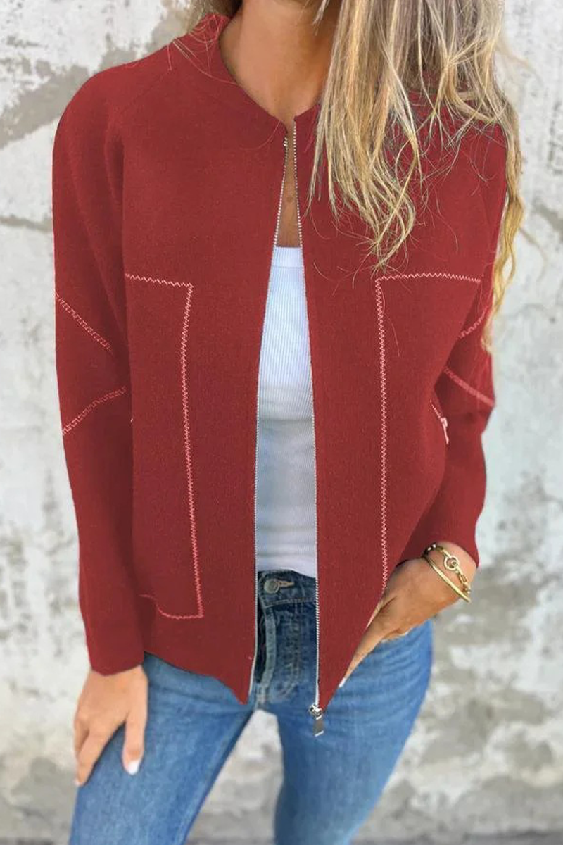 Valenzora | Casual everyday pocket patchwork zip-up O-neck outerwear - 8 colours