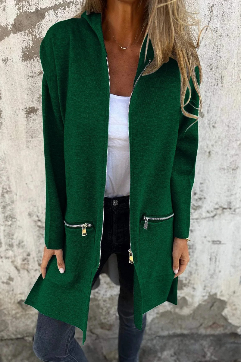 Valenzora | Casual everyday slit zip-up hooded outerwear - 9 colours