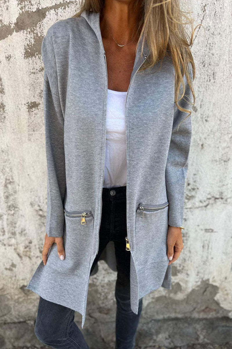 Valenzora | Casual everyday slit zip-up hooded outerwear - 9 colours
