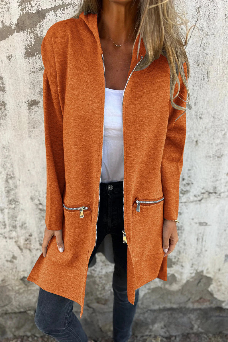 Valenzora | Casual everyday slit zip-up hooded outerwear - 9 colours