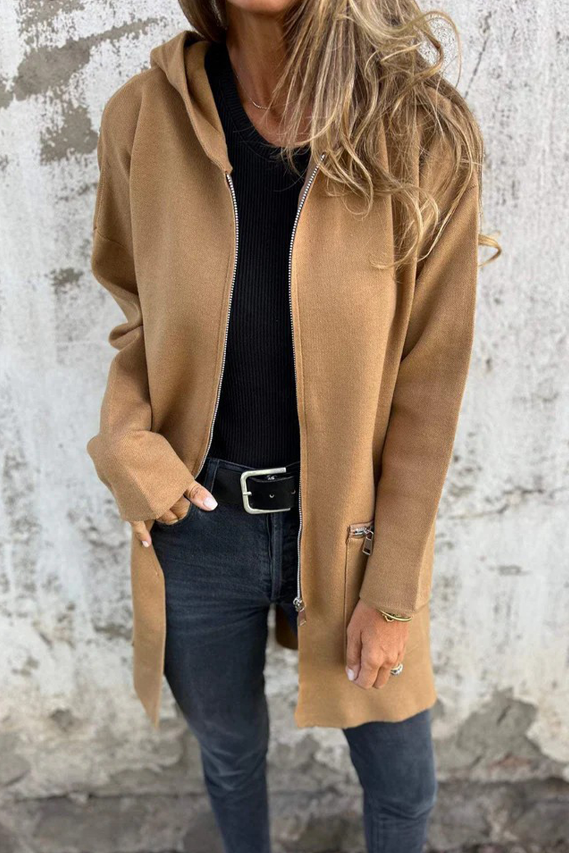 Valenzora | Casual everyday slit zip-up hooded outerwear - 9 colours