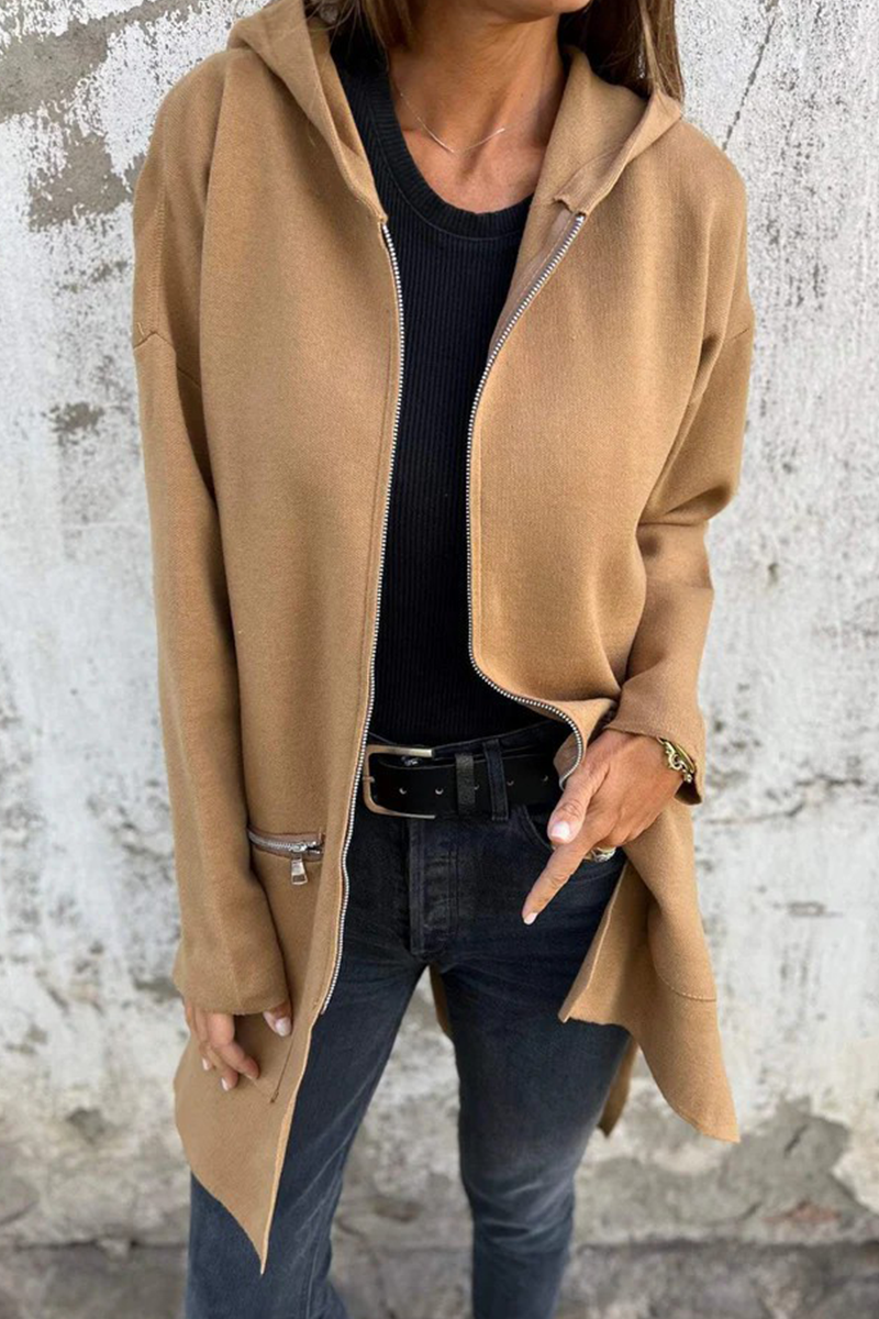 Valenzora | Casual everyday slit zip-up hooded outerwear - 9 colours