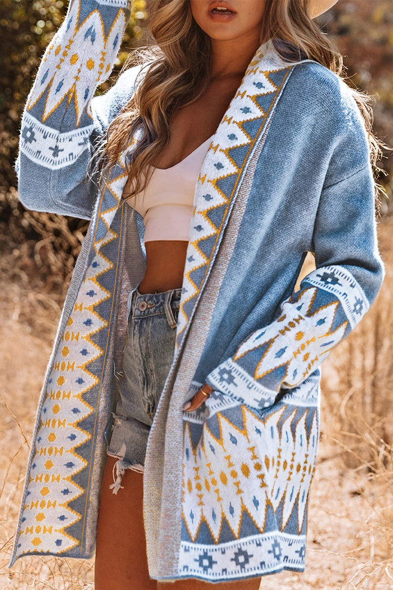 Valenzora | Lässiger Street Colorblock Strick Cardigan mit Kontrast-Kragen und Taschen