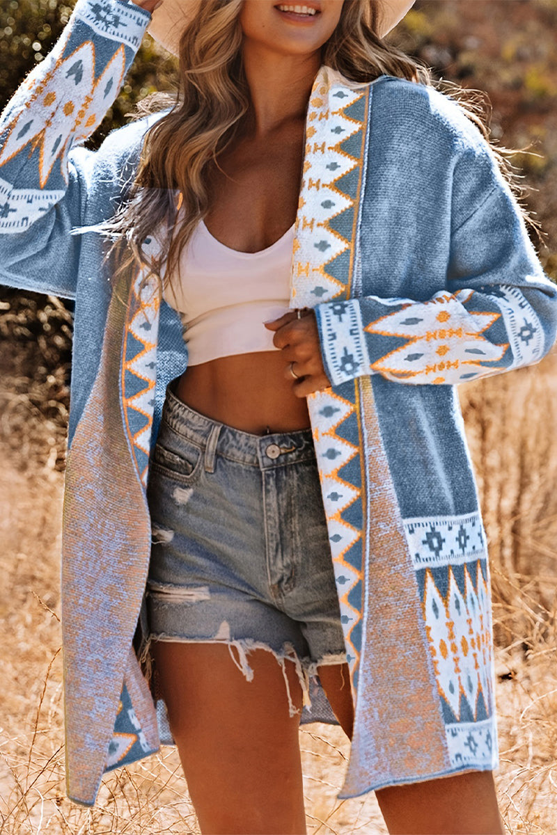 Valenzora | Lässiger Street Colorblock Strick Cardigan mit Kontrast-Kragen und Taschen