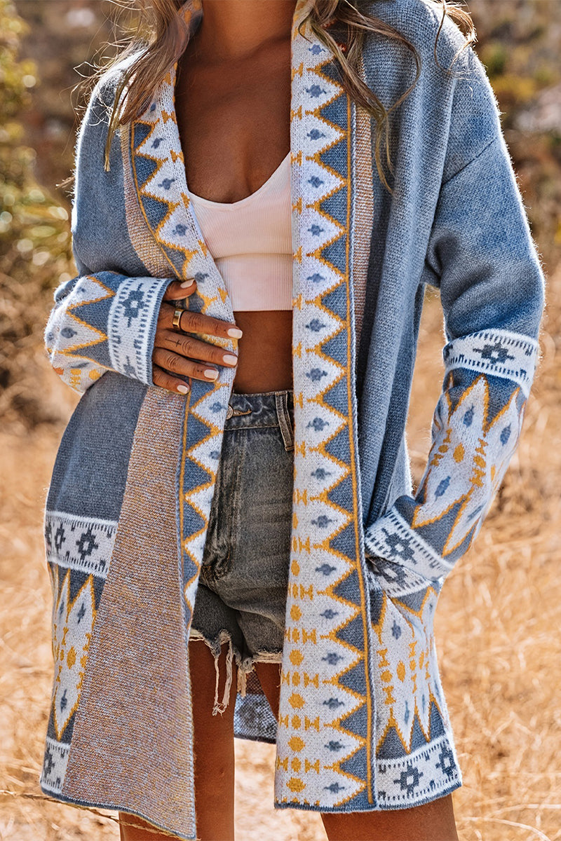 Valenzora | Lässiger Street Colorblock Strick Cardigan mit Kontrast-Kragen und Taschen