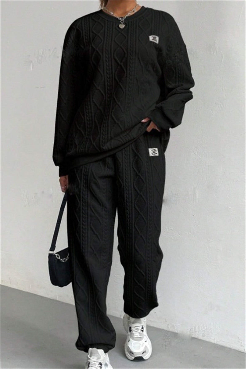 Valenzora | Casual Basic O-Neck Long Sleeve Two-Piece Set - 7 Colors