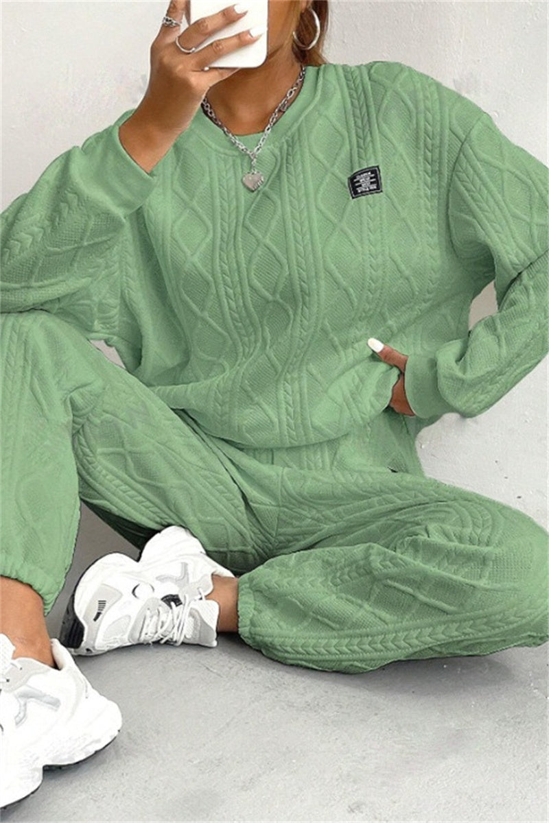 Valenzora | Casual Basic O-Neck Long Sleeve Two-Piece Set - 7 Colors