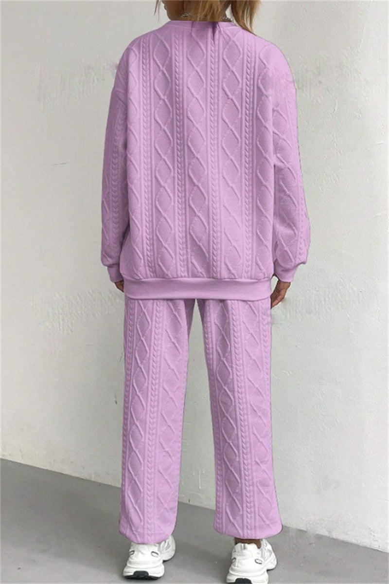 Valenzora | Casual Basic O-Neck Long Sleeve Two-Piece Set - 7 Colors