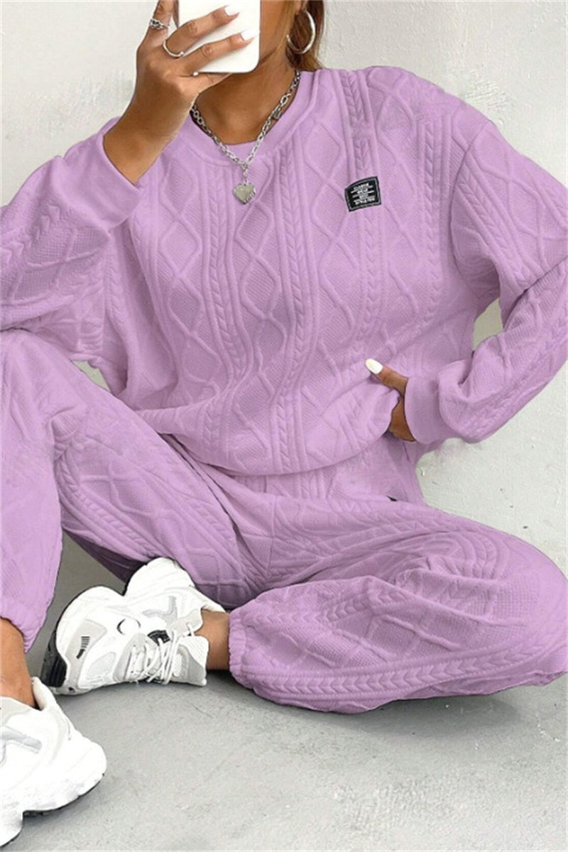 Valenzora | Casual Basic O-Neck Long Sleeve Two-Piece Set - 7 Colors