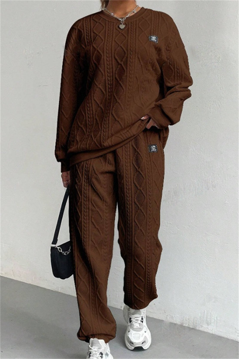 Valenzora | Casual Basic O-Neck Long Sleeve Two-Piece Set - 7 Colors