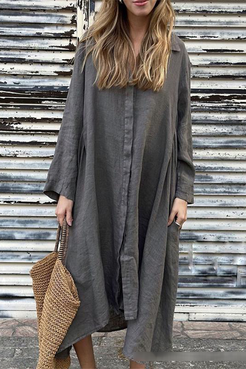 Valenzora | Casual Pocket Turn-Down Collar Shirt Dresses - 6 Colors