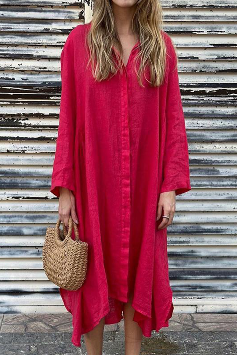 Valenzora | Casual Pocket Turn-Down Collar Shirt Dresses - 6 Colors