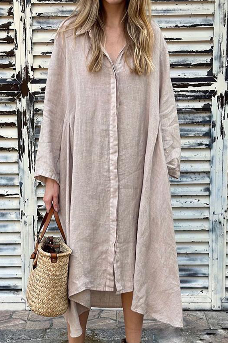 Valenzora | Casual Pocket Turn-Down Collar Shirt Dresses - 6 Colors