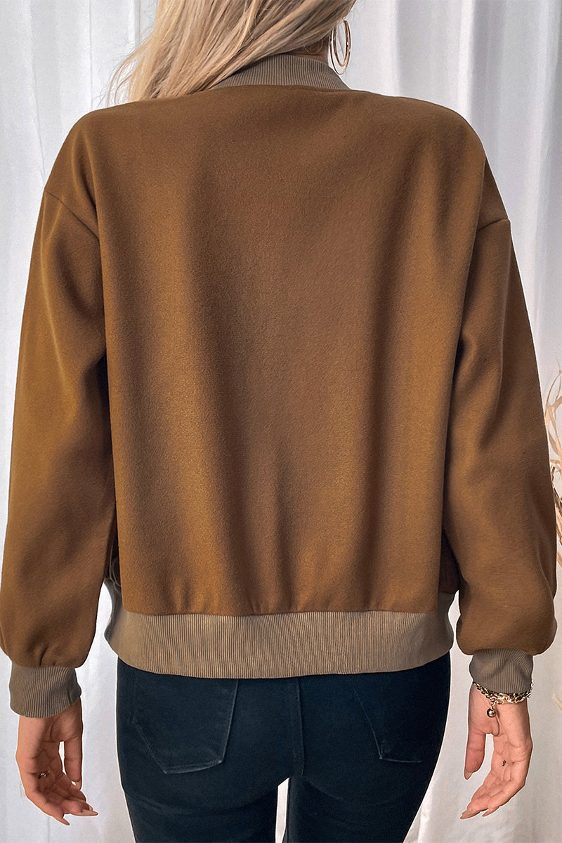 Valenzora | Casual outerwear with an unfinished O-neck and pocket button