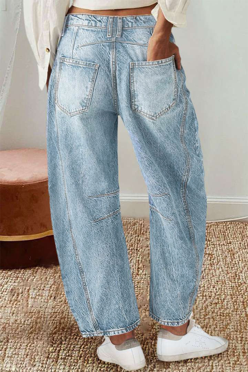 Valenzora | Casual Distressed Contrast Mid Waist Denim Jeans