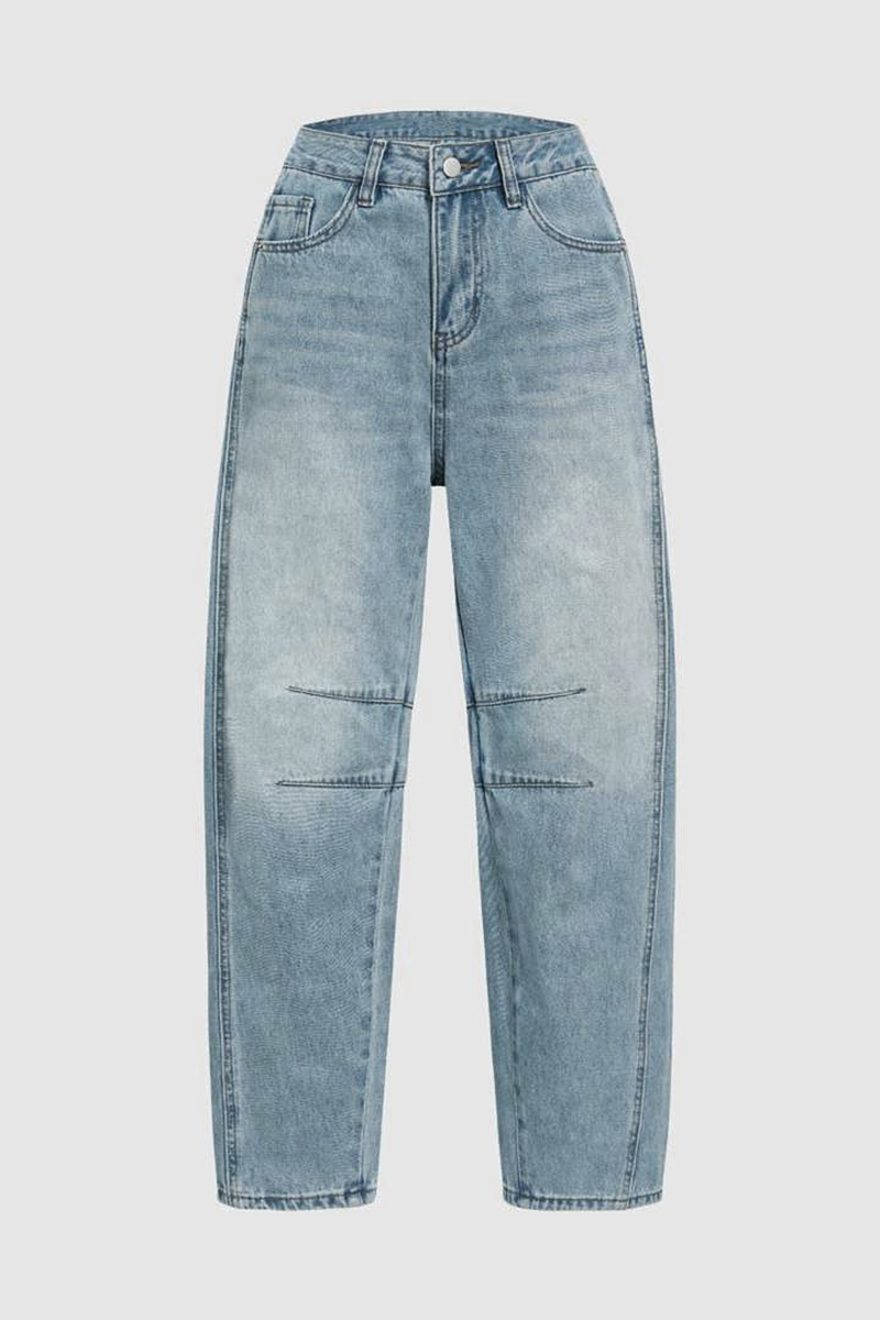 Valenzora | Casual Distressed Contrast Mid Waist Denim Jeans