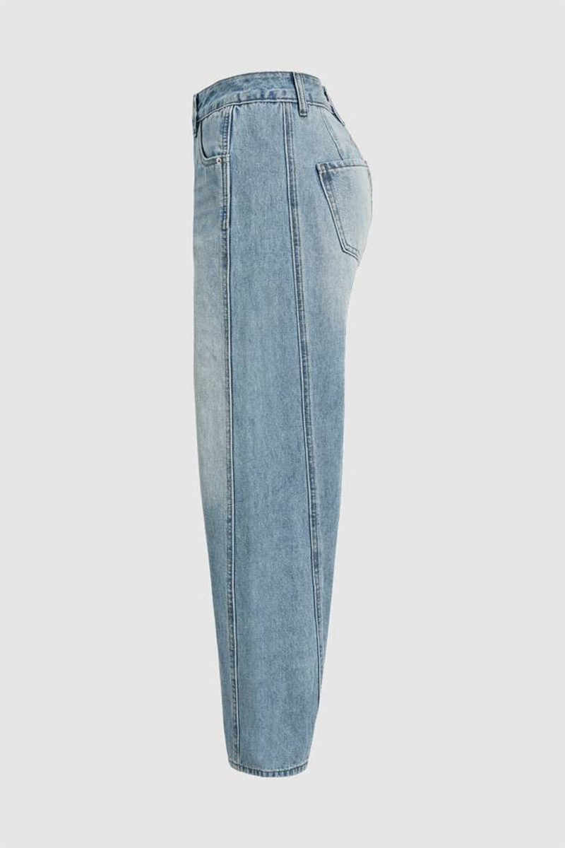 Valenzora | Casual Distressed Contrast Mid Waist Denim Jeans