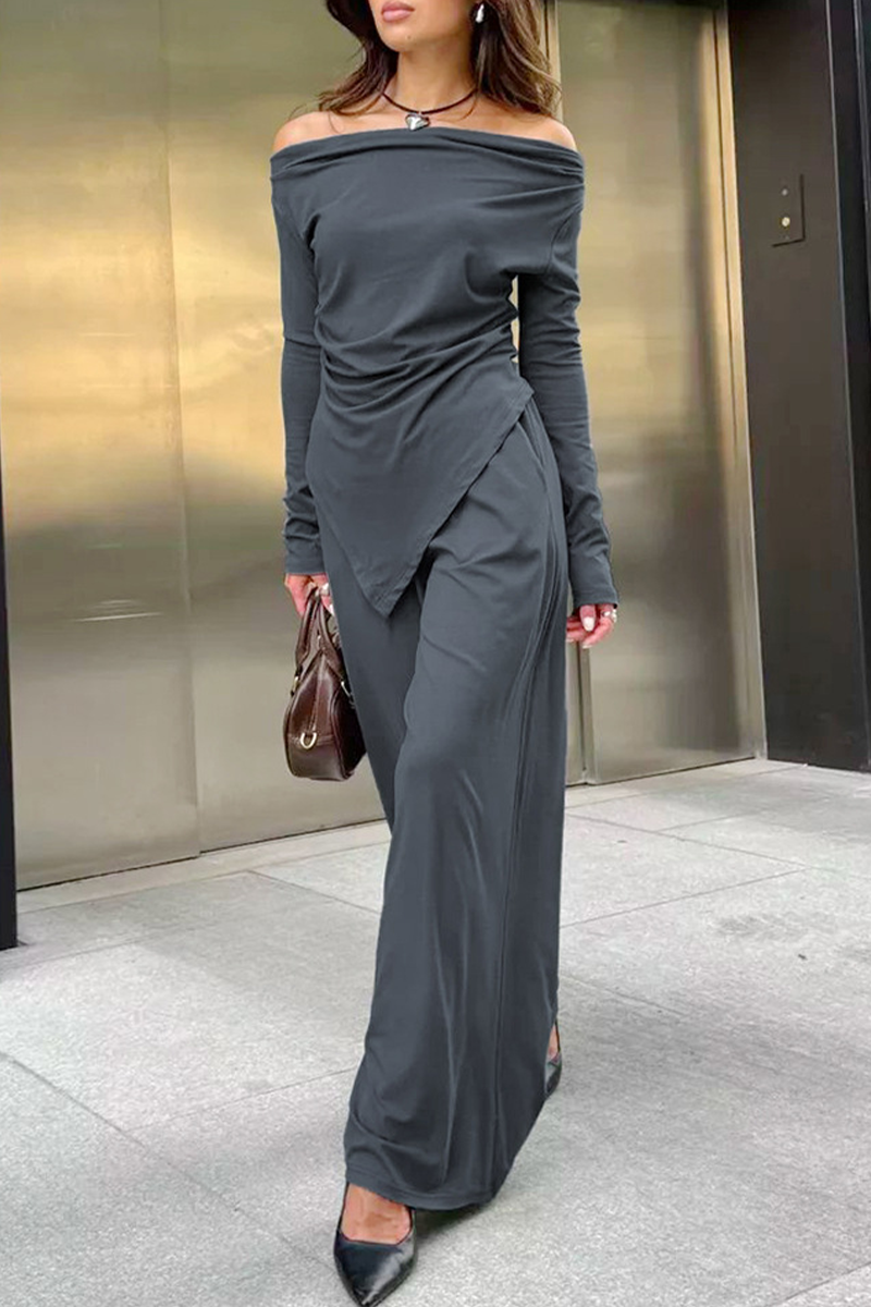 Valenzora | Stylish Autumn Streetwear Off-Shoulder Two-Piece Set for Women
