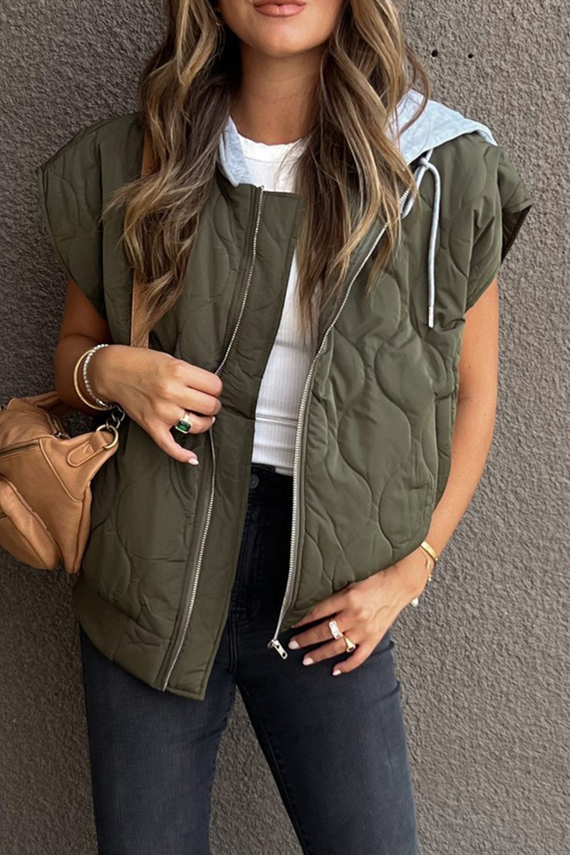 Valenzora | Casual zip-up contrast hooded vests