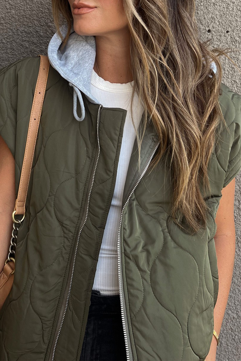 Valenzora | Casual zip-up contrast hooded vests