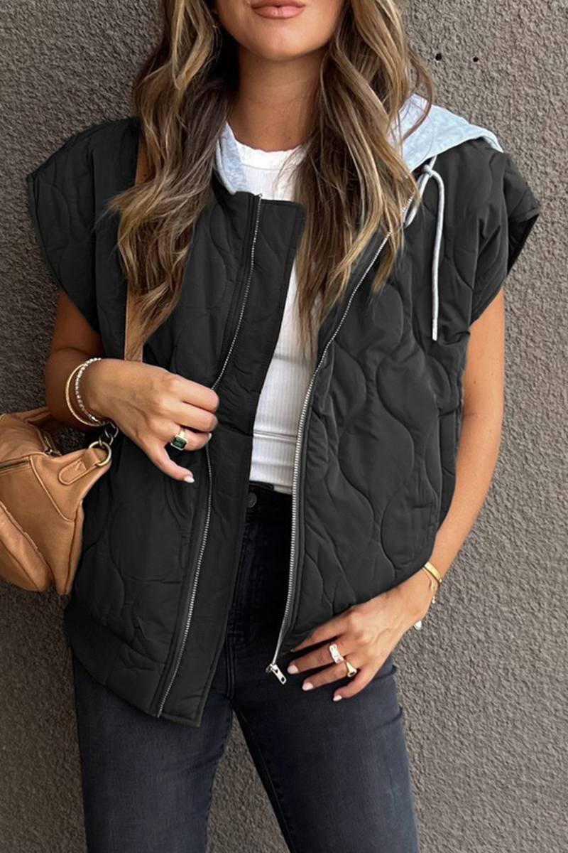 Valenzora | Casual zip-up contrast hooded vests