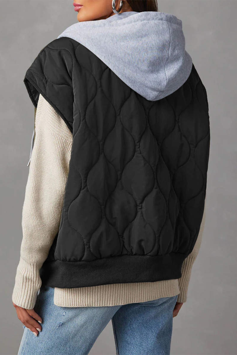 Valenzora | Casual zip-up contrast hooded vests