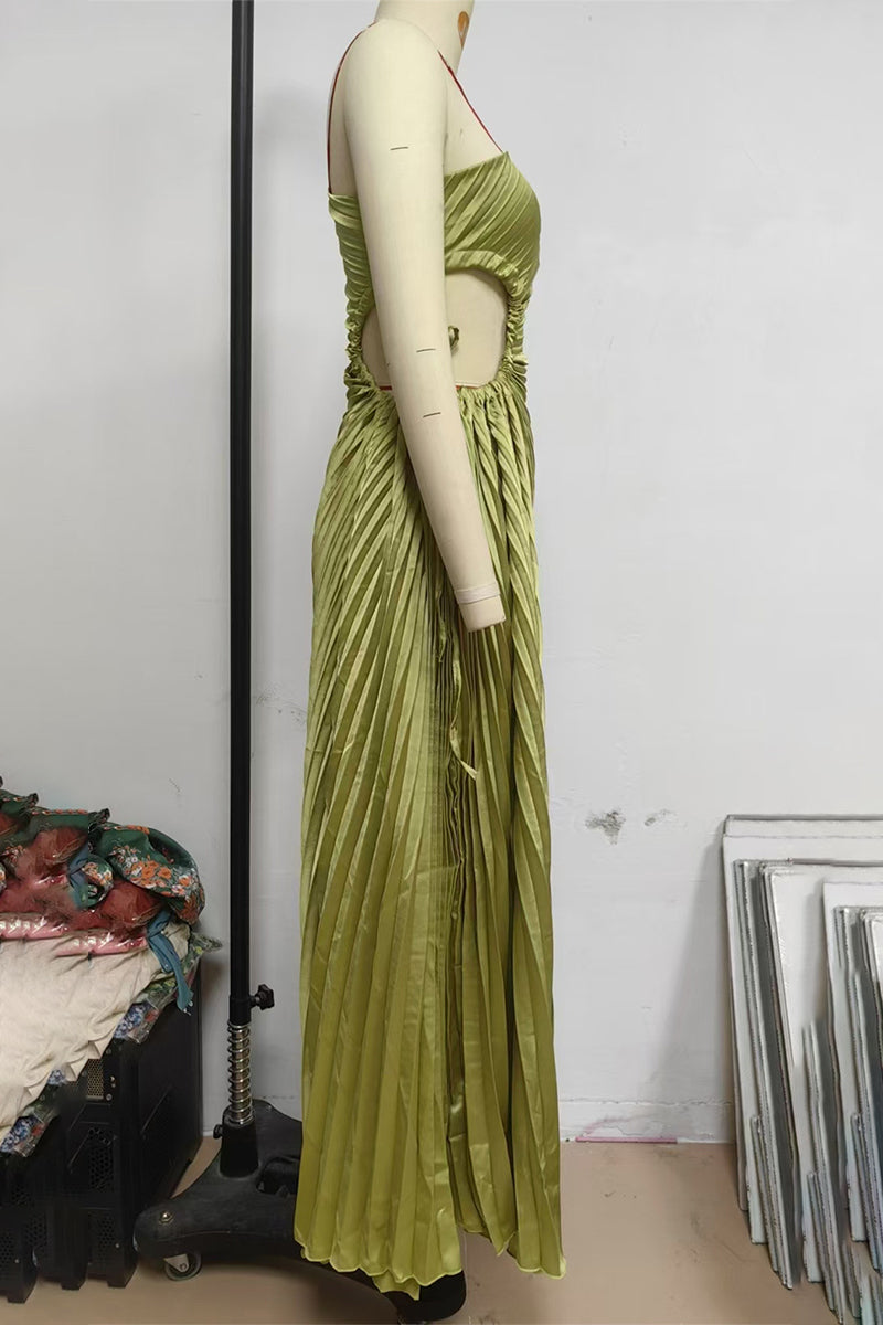 Valenzora | Sexy Drawstring Pleated Slanted Shoulder Pleated Dresses - 4 Colors