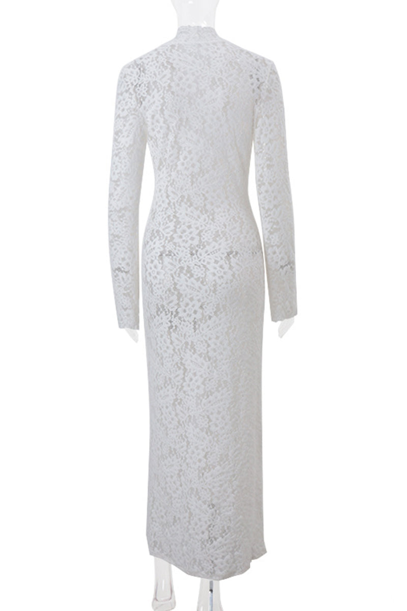 Valenzora | Sexy Lace Sheer Strapless V-Neck Lace Dress Dresses
