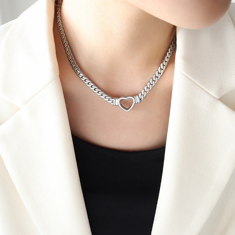 Valenzora | Small Heart Necklace Titanium Steel Hole