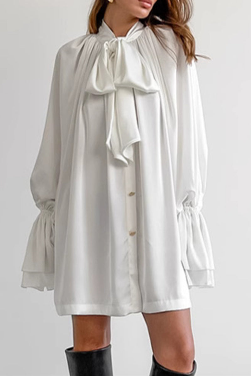Valenzora | Elegant lace-up strap collar A-line dresses - 3 colors
