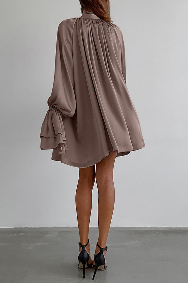 Valenzora | Elegant lace-up strap collar A-line dresses - 3 colors